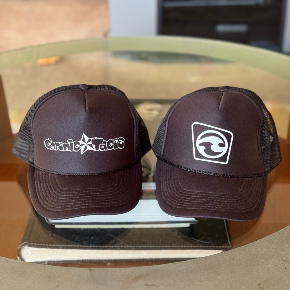 Lot of 2 Black Mesh Trucker Snapback Hat Caps